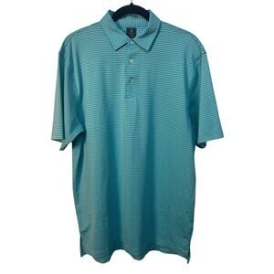 Craig Reagin Clothiers Green White Horizontal Stripe Polo Golf Shirt Medium